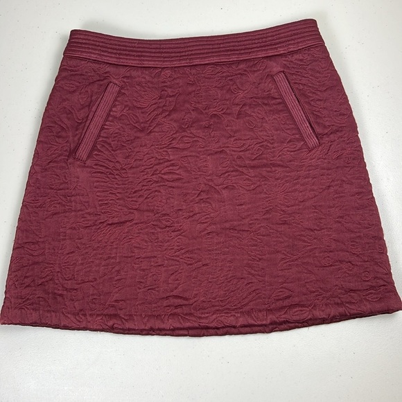 Maeve X Anthropologie Beatrice Burgundy Floral Quilted Mini Skirt, Sz. 10 - Picture 8 of 15